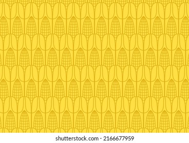 Corn icon. Corn doodle pattern wallpaper. Corn on yellow background.