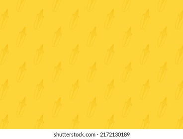 Corn icon. Corn doodle pattern wallpaper. Corn on yellow background.