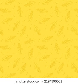 Corn icon. Corn doodle pattern wallpaper. Corn on yellow background.