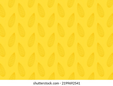 Corn icon. Corn doodle pattern wallpaper. Corn on yellow background.