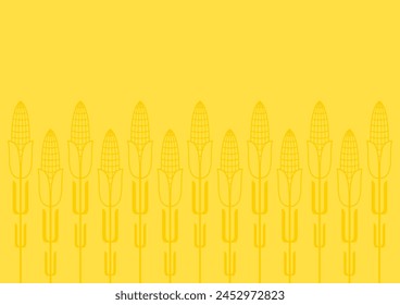 Mais-Symbol. In: Corn Doodle Pattern Bildschirmhintergrund. Mais auf gelbem Hintergrund.