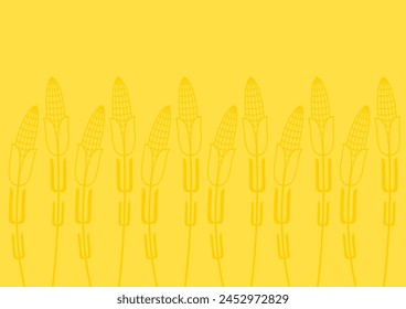 Corn icon. Corn doodle pattern wallpaper. Corn on yellow background.