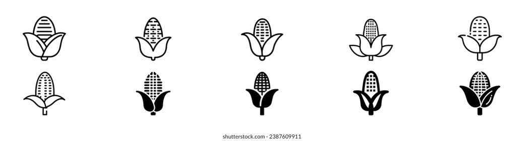 Corn icon, Ear of maize icon, Corn line icon. Earcorn vector sign. Editable stroke. Corn line icon. Vegetarian, vegan, harvest. Vegetables concept. Corn icons.