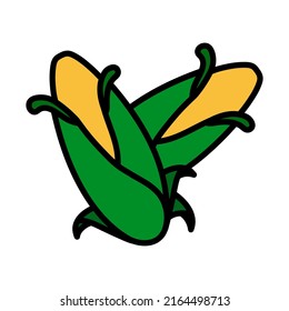 Icono de maíz. Contorno de negrita editable con diseño de relleno de color. Ilustración vectorial.
