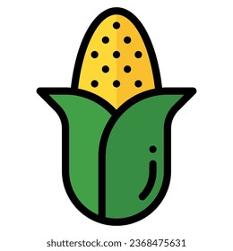 Corn icon in filled line style. Vector illustration, suitable for logo, web, graphic design, illustration, sticker, books, etc