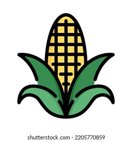 Corn icon. Filled outline design. Corn isolated on white background. For presentation, graphic design, mobile application. Vector Illustration.