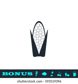 Corn icon flat. Black pictogram on white background. Vector illustration symbol and bonus button