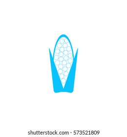 Corn icon flat. Blue pictogram on white background. Vector illustration symbol