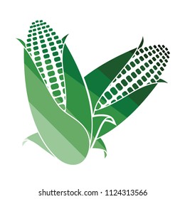 Corn icon. Flat color design. Vector illustration.