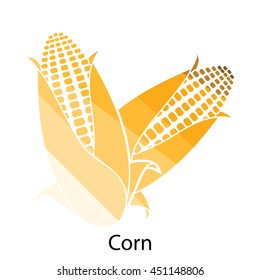 Corn icon. Flat color design. Vector illustration.