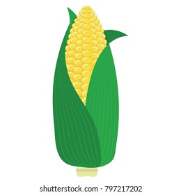 Corn icon. Flat color design. Vector illustration.