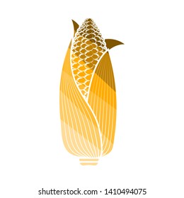 Corn Icon. Flat Color Ladder Design. Vector Illustration.