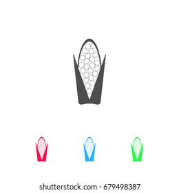 Corn icon flat. Color pictogram on white background. Vector illustration symbol and bonus icons
