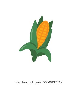 Corn icon in flat color style. Organic food vector illustration on white background.