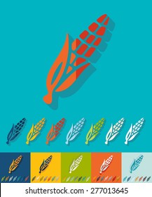 corn icon in flat design with long shadows. Vector illustration