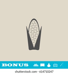 Corn icon flat. Grey pictogram on light background. Vector illustration symbol and bonus button real estate, ottoman, vase, tv, fishing rod