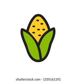 corn icon in flat style isolated vector illustration on white transparent background