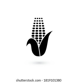 Corn icon in flat style on white. Stock vector sign