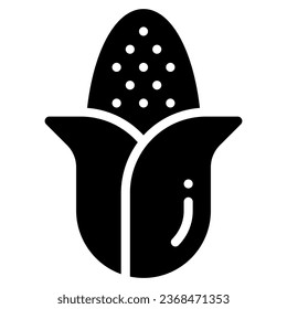 Icono de maíz en estilo glifo. Ilustración vectorial, adecuada para logotipo, web, diseño gráfico, ilustración, pegatina, libros, etc.