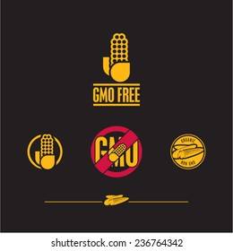 Corn icon. GMO free sign.