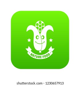 Corn icon green vector isolated on white background