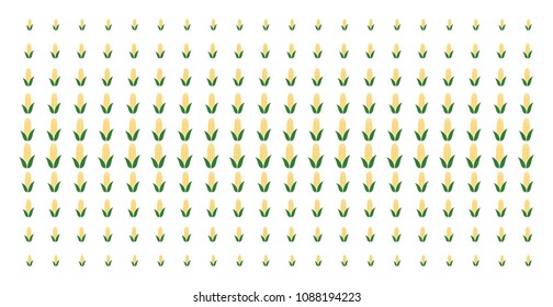 Corn icon halftone pattern, designed for backgrounds, covers, templates and abstract concepts. Vector corn items arranged into halftone grid.