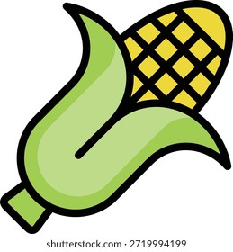diseño de ilustración de icono de maíz con contorno relleno, esto no está hecho de ninguna generación de IA