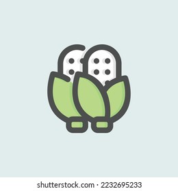  icono de maíz, ícono de contorno aislado de color otoño en fondo azul claro, perfecto para sitio web, blog, logo, diseño gráfico, medios sociales, UI, aplicación móvil