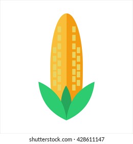 Corn icon isolated. Yummy yellow corn vegetable. Flat corn on white background - vector stock.