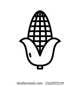 Corn Icon. Line Art Style Design Isolated On White Background