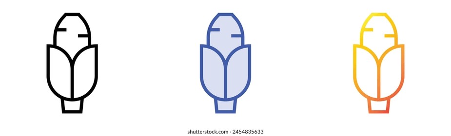 corn icon. Linear, Blue Fill and Gradient Style Design Isolated On White Background