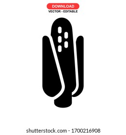 Icono de maíz o logotipo símbolo de signo aislado Ilustración vectorial - Iconos vectoriales de estilo negro de alta calidad
