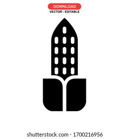 Icono de maíz o logotipo símbolo de signo aislado Ilustración vectorial - Iconos vectoriales de estilo negro de alta calidad
