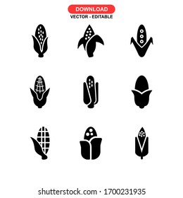 Icono de maíz o logotipo símbolo de signo aislado ilustración vectorial - Colección de iconos vectoriales de estilo negro de alta calidad
