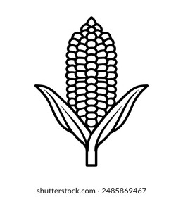 Corn icon or modern line symbol. Vector line art and icon design with bold outline. Black and white Pixel Perfect minimalistic symbol isolated white background. Silhouette simple thin sign