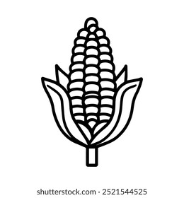 corn icon or modern line symbol. Vector line art and icon design with bold outline. Black and white Pixel Perfect minimalistic symbol isolated white background. Silhouette simple thin sign