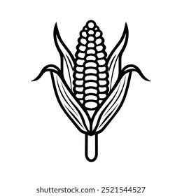 corn icon or modern line symbol. Vector line art and icon design with bold outline. Black and white Pixel Perfect minimalistic symbol isolated white background. Silhouette simple thin sign