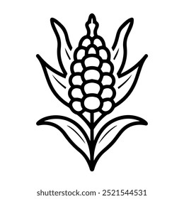 corn icon or modern line symbol. Vector line art and icon design with bold outline. Black and white Pixel Perfect minimalistic symbol isolated white background. Silhouette simple thin sign