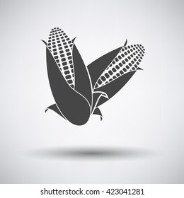 Corn icon on gray background with round shadow. Vector illustration. 