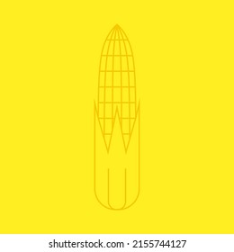 Icono de maíz sobre fondo amarillo. Diseño del logotipo de maíz.