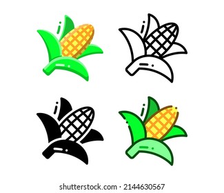 Corn icon. With outline, glyph, filled outline and flat styles