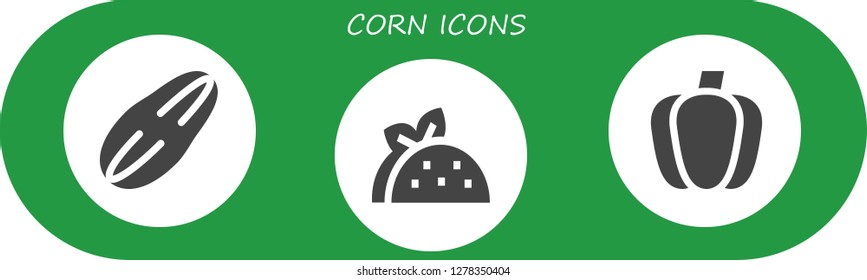  corn icon set. 3 filled corn icons. Simple modern icons about  - Seed, Taco, Paprika