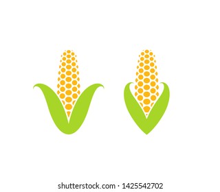 Corn. Icon set. Abstract food. Isolated corn on white background. Vector illustration