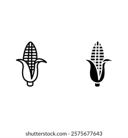 Corn icon set color editable on white background