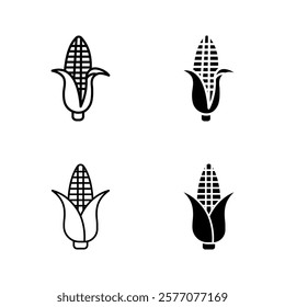 Corn icon set color editable on white background