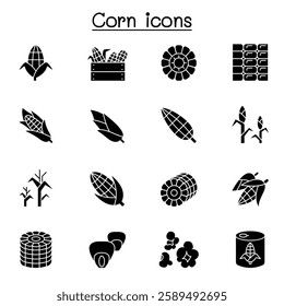 Corn icon set in glyph style