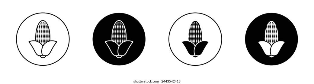 Corn icon set. harvest maize vector symbol. fresh organic agriculture sweet corn sign.