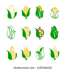 Corn icon set isolated on white background. Vector illustration