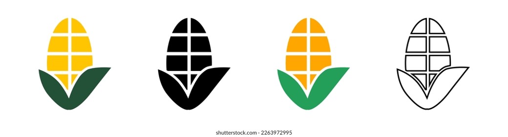 Corn icon set. Maize set. Vector.