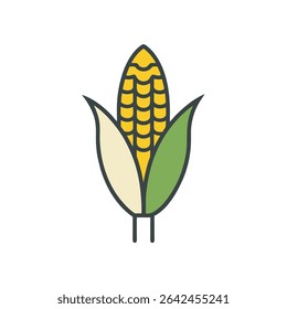 Corn Icon Set Monoline Vector Collection